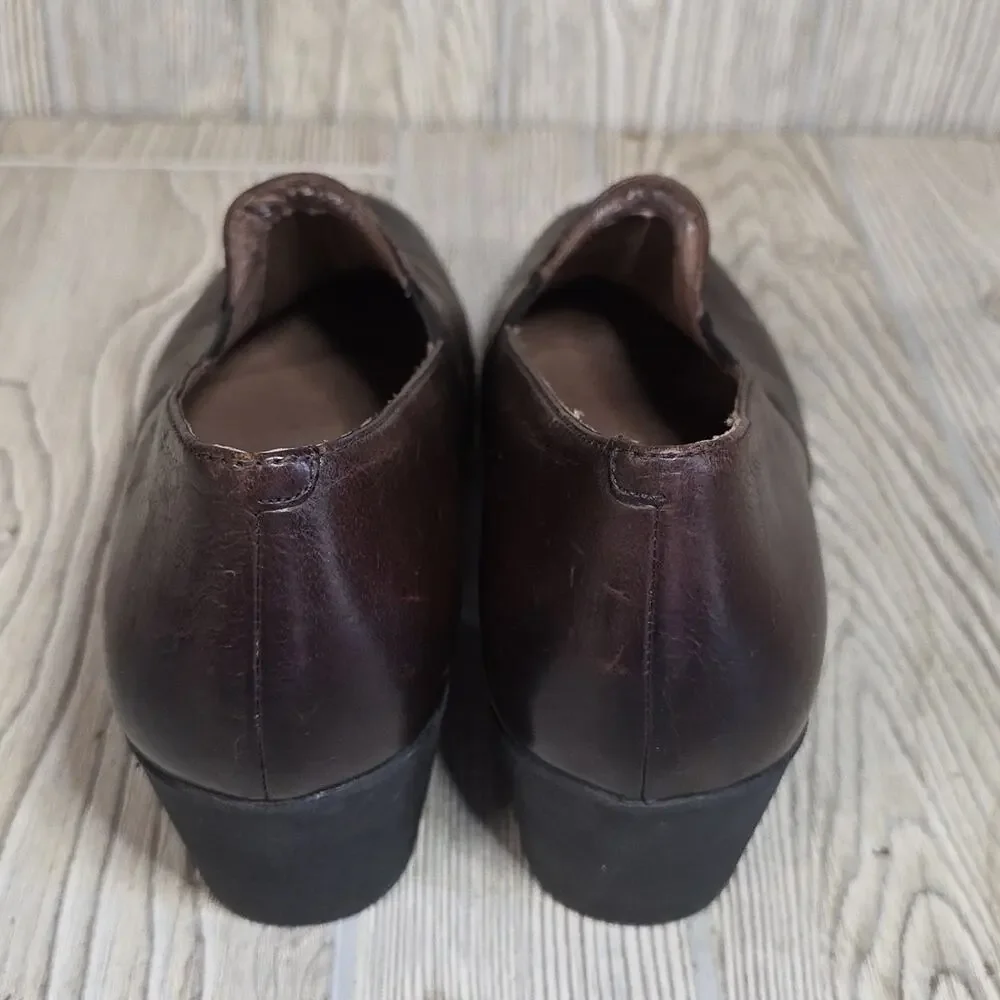 Dansko Robin Chocolate Burnished Calf Leather Low Heel Slip-On Shoes Womens 41